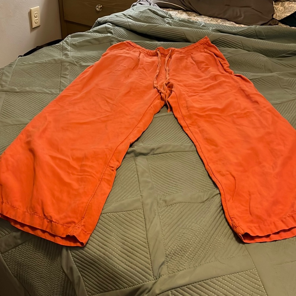 Coral linen pants